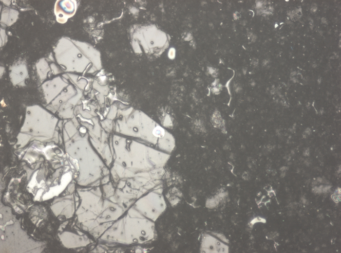 Thin Section Photograph of Apollo 15 Sample 15445,132 in Reflected Light at 10x Magnification and 0.7 mm Field of View (View #4)