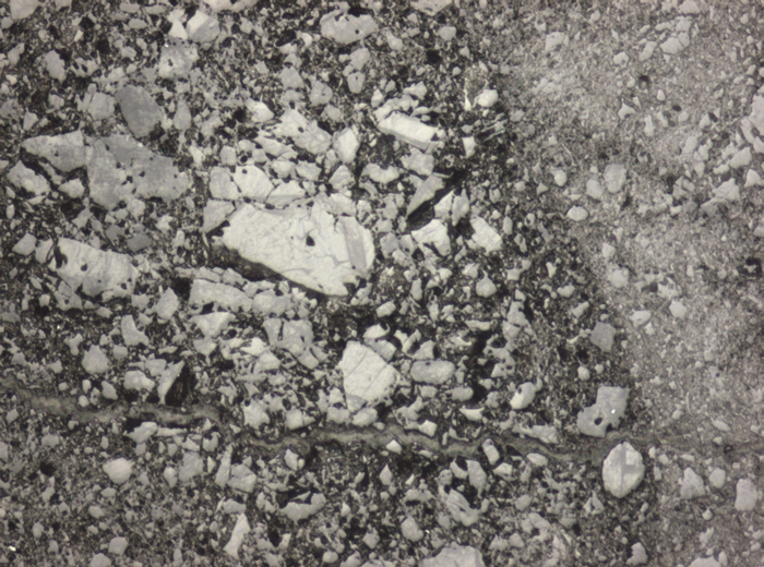 Thin Section Photograph of Apollo 15 Sample 15455,25 in Reflected Light at 10x Magnification and 0.7 mm Field of View (View #4)