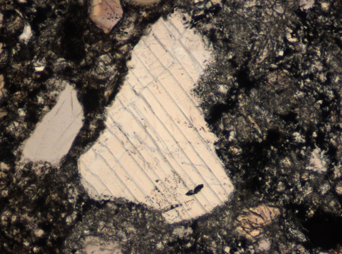 Thin Section Photograph of Apollo 15 Sample 15465,94 in Plane-Polarized Light at 10x Magnification and 0.7 mm Field of View (View #5)