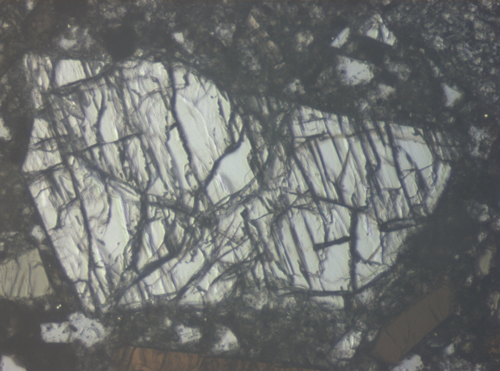 Thin Section Photograph of Apollo 15 Sample 15465,94 in Reflected Light at 10x Magnification and 0.7 mm Field of View (View #6)