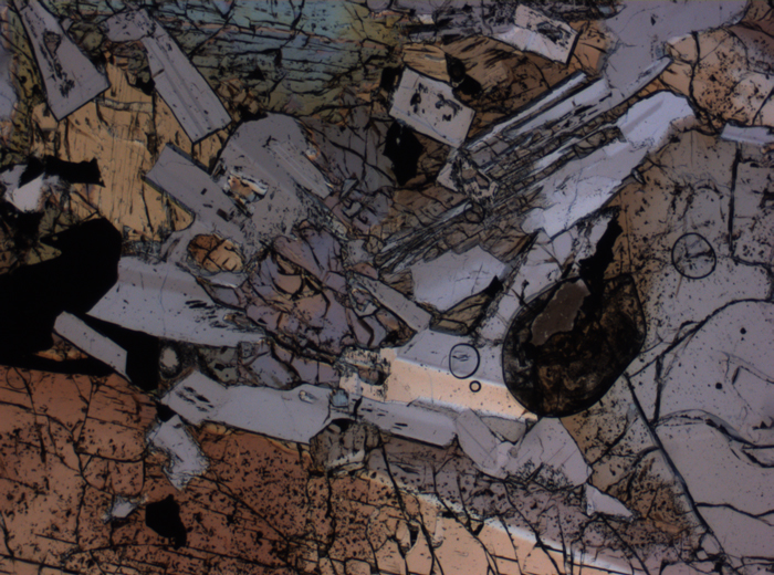 Thin Section Photograph of Apollo 15 Sample 15475,150 in Plane-Polarized Light at 2.5x Magnification and 2.85 mm Field of View (View #3)