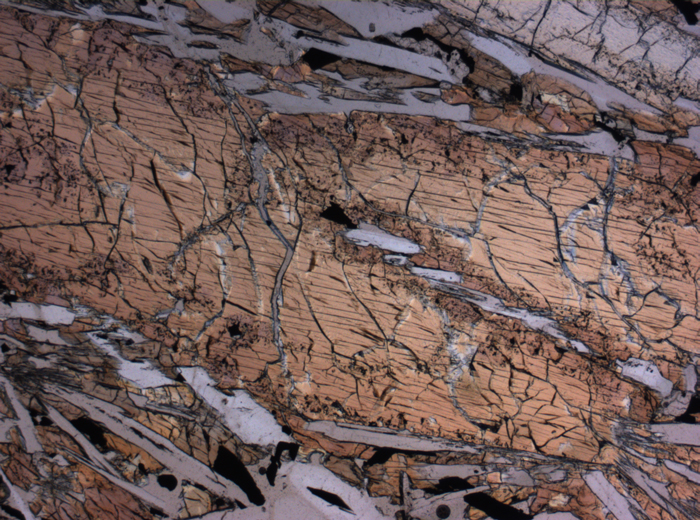 Thin Section Photograph of Apollo 15 Sample 15476,35 in Plane-Polarized Light at 2.5x Magnification and 2.85 mm Field of View (View #2)
