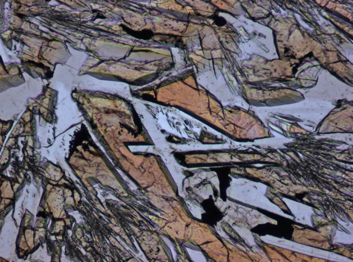 Thin Section Photograph of Apollo 15 Sample 15476,35 in Plane-Polarized Light at 10x Magnification and 0.7 mm Field of View (View #5)