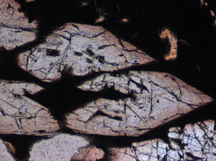 Thin Section Photograph of Apollo 15 Sample 15485,6 in Plane-Polarized Light at 10x Magnification and 0.7 mm Field of View (View #3)
