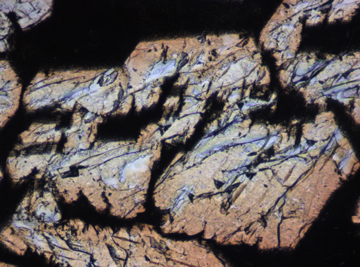 Thin Section Photograph of Apollo 15 Sample 15485,6 in Plane-Polarized Light at 10x Magnification and 0.7 mm Field of View (View #4)