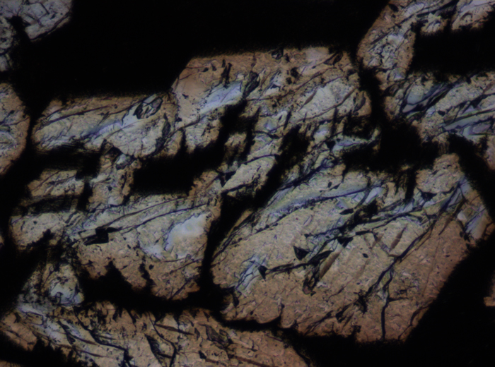 Thin Section Photograph of Apollo 15 Sample 15485,6 in Plane-Polarized Light at 10x Magnification and 0.7 mm Field of View (View #4)