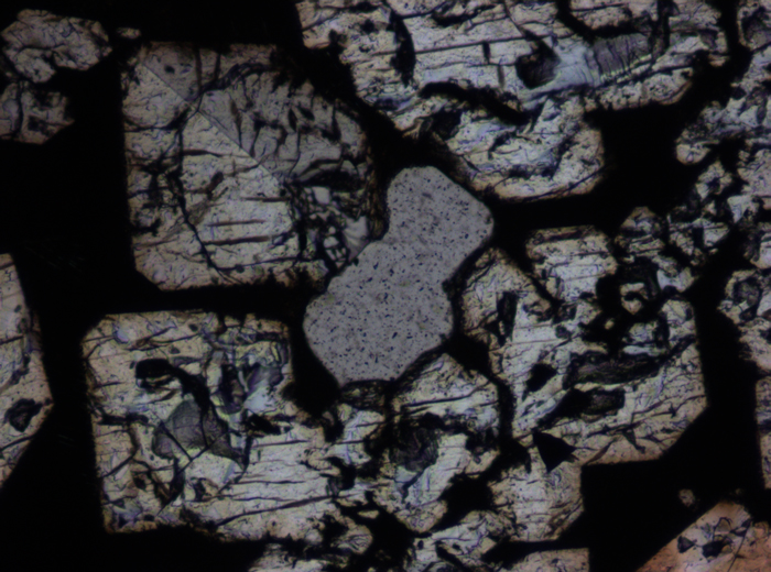 Thin Section Photograph of Apollo 15 Sample 15485,6 in Plane-Polarized Light at 10x Magnification and 0.7 mm Field of View (View #5)