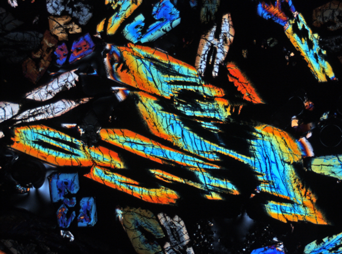 Thin Section Photograph of Apollo 15 Sample 15486,29 in Cross-Polarized Light at 2.5x Magnification and 2.85 mm Field of View (View #2)