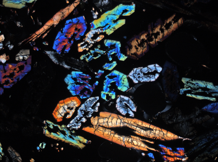Thin Section Photograph of Apollo 15 Sample 15486,29 in Cross-Polarized Light at 2.5x Magnification and 2.85 mm Field of View (View #3)