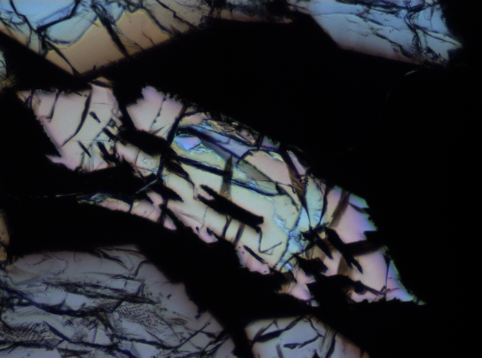 Thin Section Photograph of Apollo 15 Sample 15486,29 in Plane-Polarized Light at 10x Magnification and 0.7 mm Field of View (View #5)
