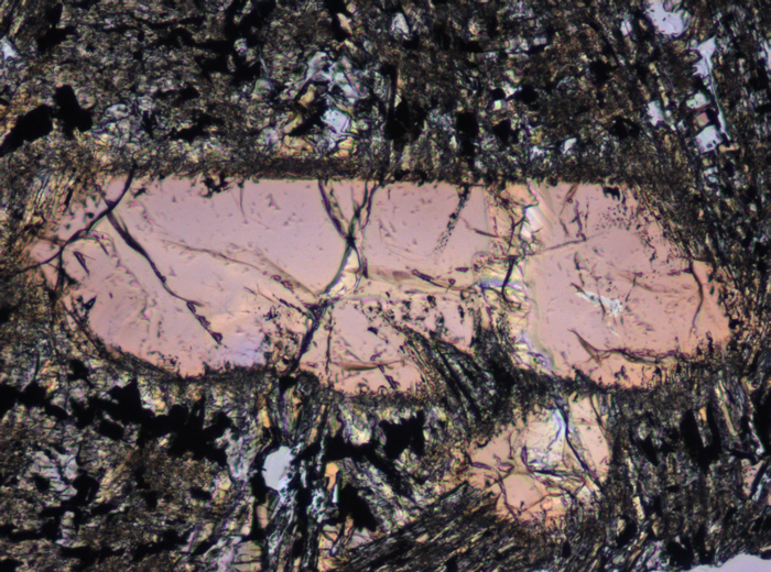 Thin Section Photograph of Apollo 15 Sample 15499,126 in Plane-Polarized Light at 10x Magnification and 0.7 mm Field of View (View #5)