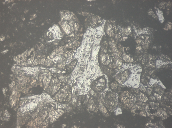 Thin Section Photograph of Apollo 15 Sample 15505,53 in Reflected Light at 10x Magnification and 0.7 mm Field of View (View #4)