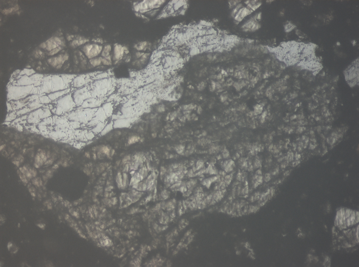 Thin Section Photograph of Apollo 15 Sample 15505,53 in Reflected Light at 10x Magnification and 0.7 mm Field of View (View #5)