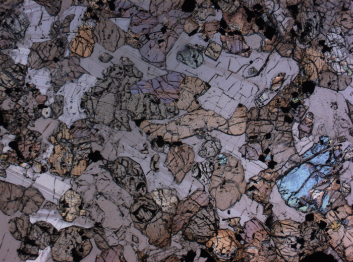 Thin Section Photograph of Apollo 15 Sample 15536,5 in Plane-Polarized Light at 2.5x Magnification and 2.85 mm Field of View (View #2)