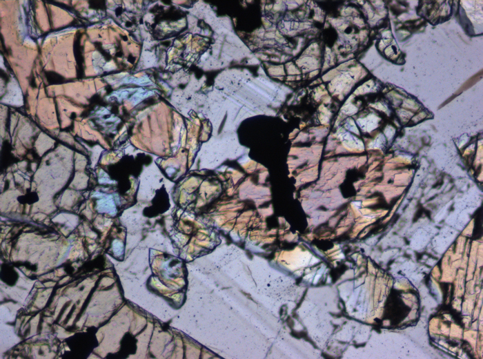 Thin Section Photograph of Apollo 15 Sample 15536,5 in Plane-Polarized Light at 10x Magnification and 0.7 mm Field of View (View #4)