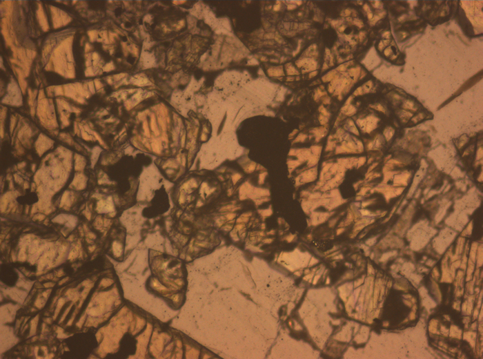 Thin Section Photograph of Apollo 15 Sample 15536,5 in Reflected Light at 10x Magnification and 0.7 mm Field of View (View #4)
