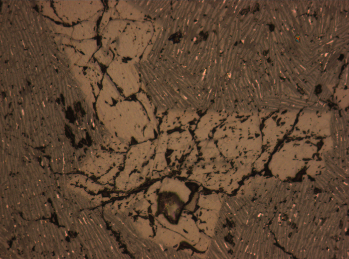 Thin Section Photograph of Apollo 15 Sample 15595,37 in Reflected Light at 10x Magnification and 0.7 mm Field of View (View #4)