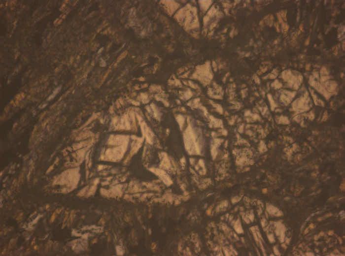 Thin Section Photograph of Apollo 15 Sample 15596,12 in Reflected Light at 10x Magnification and 0.7 mm Field of View (View #4)