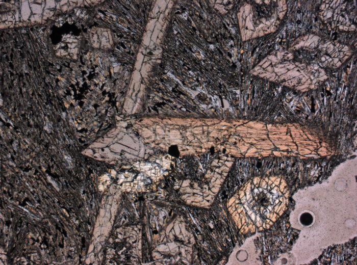 Thin Section Photograph of Apollo 15 Sample 15596,12 in Plane-Polarized Light at 2.5x Magnification and 2.85 mm Field of View (View #5)