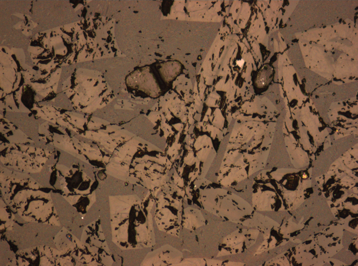 Thin Section Photograph of Apollo 15 Sample 15597,18 in Reflected Light at 10x Magnification and 0.7 mm Field of View (View #2)