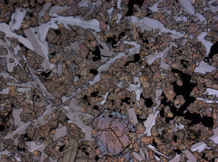 Thin Section Photograph of Apollo 15 Sample 15598,12 in Plane-Polarized Light at 2.5x Magnification and 2.85 mm Field of View (View #2)