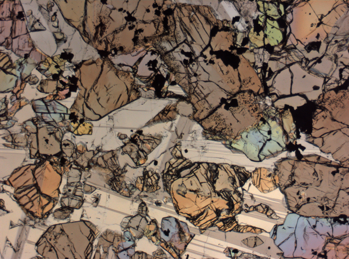 Thin Section Photograph of Apollo 15 Sample 15643,15 in Plane-Polarized Light at 2.5x Magnification and 2.85 mm Field of View (View #1)