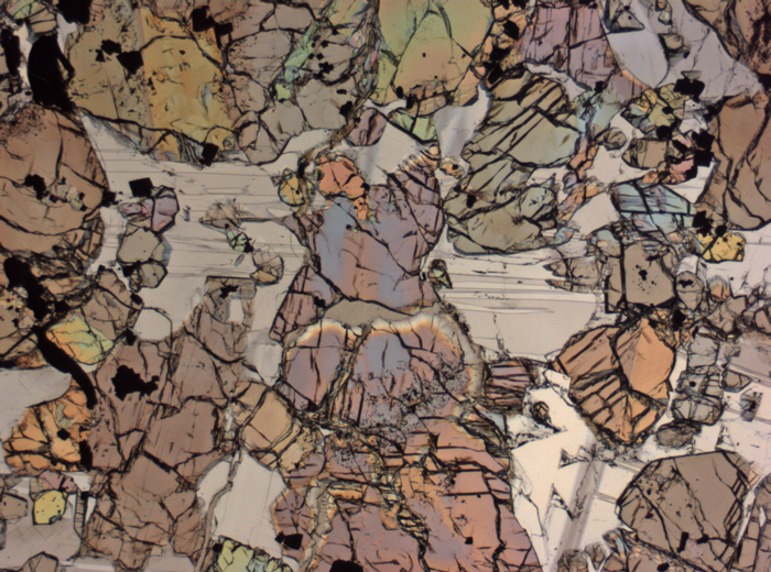 Thin Section Photograph of Apollo 15 Sample 15643,15 in Plane-Polarized Light at 2.5x Magnification and 2.85 mm Field of View (View #2)
