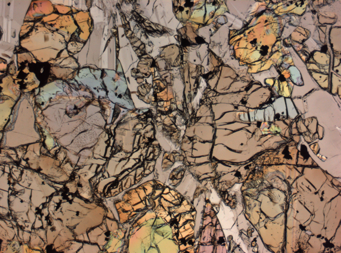Thin Section Photograph of Apollo 15 Sample 15643,15 in Plane-Polarized Light at 2.5x Magnification and 2.85 mm Field of View (View #3)