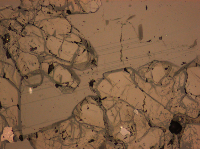 Thin Section Photograph of Apollo 15 Sample 15647,7 in Reflected Light at 10x Magnification and 0.7 mm Field of View (View #3)