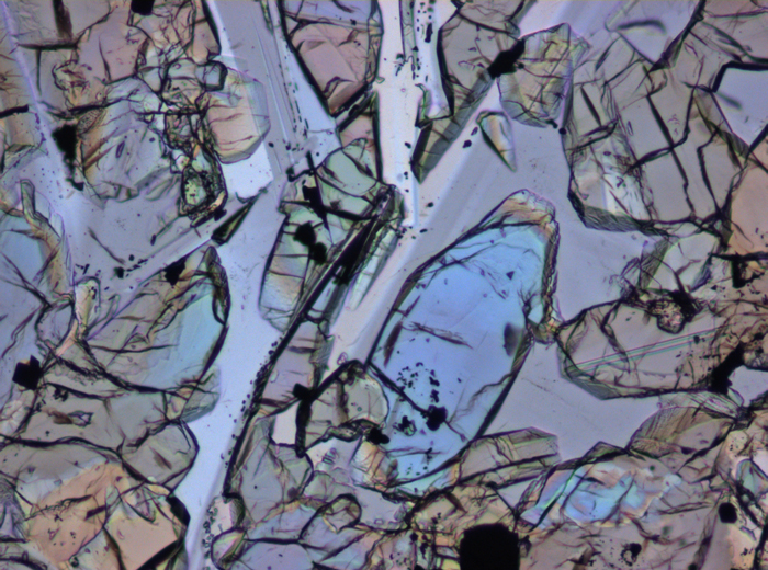 Thin Section Photograph of Apollo 15 Sample 15647,7 in Plane-Polarized Light at 10x Magnification and 0.7 mm Field of View (View #4)