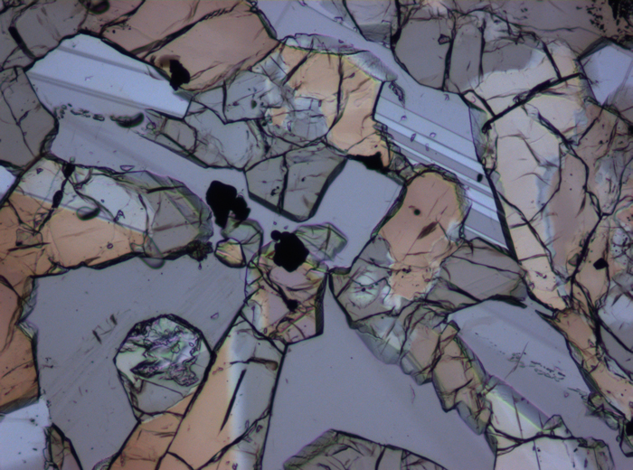 Thin Section Photograph of Apollo 15 Sample 15647,7 in Plane-Polarized Light at 10x Magnification and 0.7 mm Field of View (View #5)