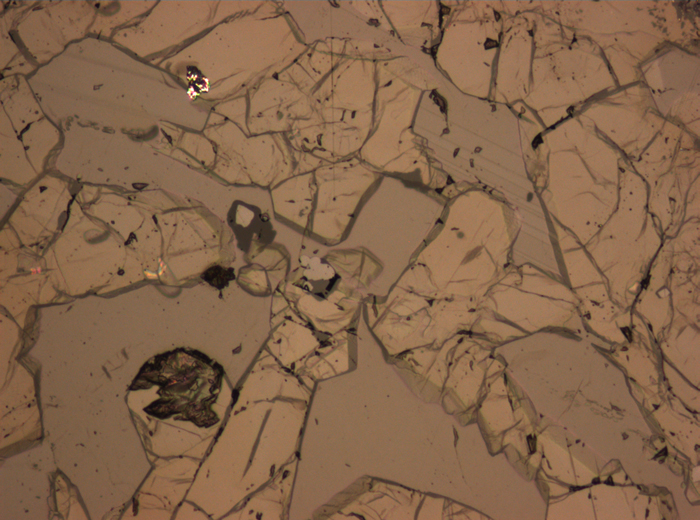 Thin Section Photograph of Apollo 15 Sample 15647,7 in Reflected Light at 10x Magnification and 0.7 mm Field of View (View #5)
