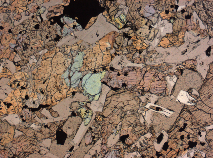 Thin Section Photograph of Apollo 15 Sample 15663,11 in Plane-Polarized Light at 2.5x Magnification and 2.85 mm Field of View (View #1)