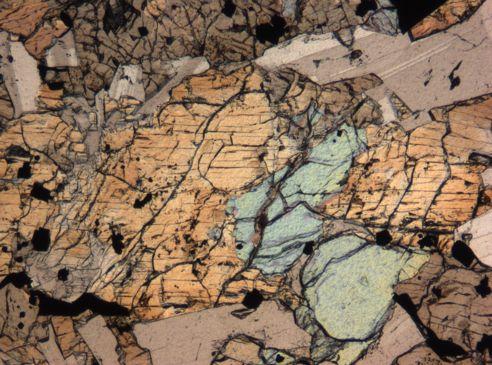 Thin Section Photograph of Apollo 15 Sample 15663,11 in Plane-Polarized Light at 5x Magnification and 1.4 mm Field of View (View #2)