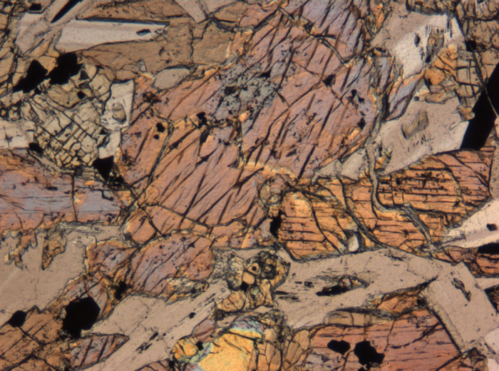 Thin Section Photograph of Apollo 15 Sample 15663,11 in Plane-Polarized Light at 5x Magnification and 1.4 mm Field of View (View #3)