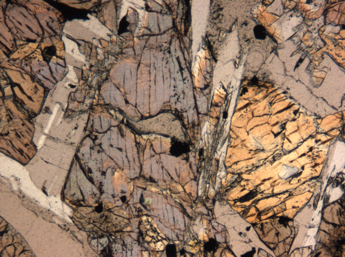 Thin Section Photograph of Apollo 15 Sample 15663,11 in Plane-Polarized Light at 5x Magnification and 1.4 mm Field of View (View #4)