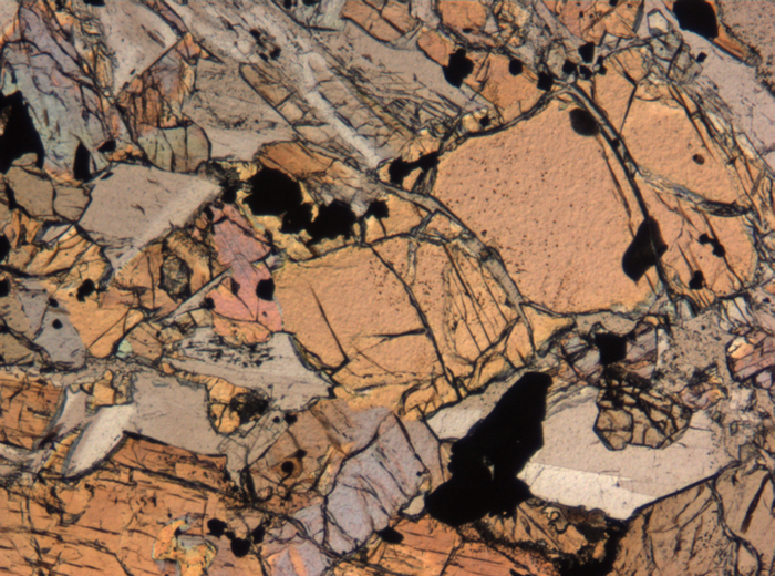 Thin Section Photograph of Apollo 15 Sample 15663,11 in Plane-Polarized Light at 5x Magnification and 1.4 mm Field of View (View #5)