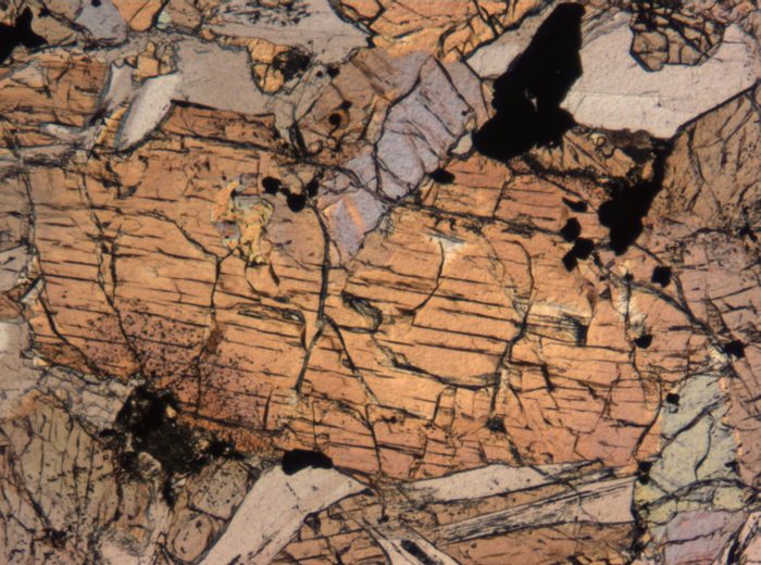 Thin Section Photograph of Apollo 15 Sample 15663,11 in Plane-Polarized Light at 5x Magnification and 1.4 mm Field of View (View #6)