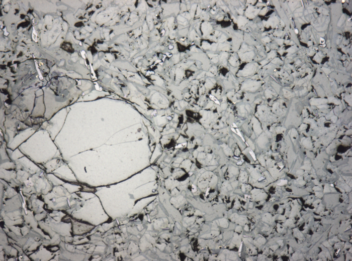 Thin Section Photograph of Apollo 15 Sample 15665,13 in Reflected Light at 5x Magnification and 1.4 mm Field of View (View #3)