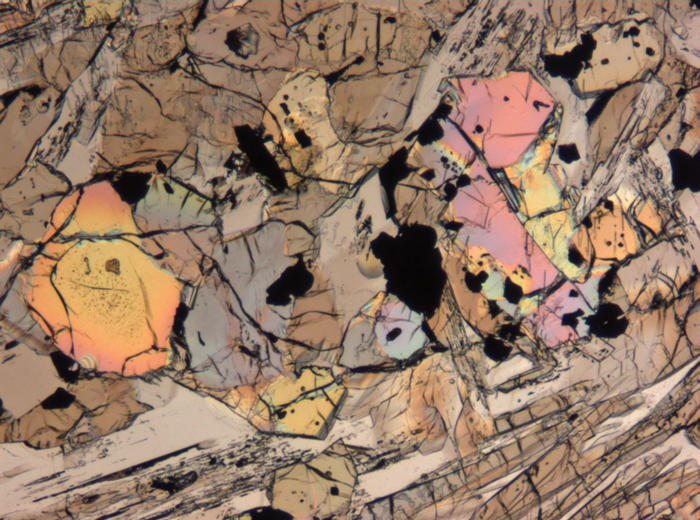 Thin Section Photograph of Apollo 15 Sample 15672,13 in Plane-Polarized Light at 5x Magnification and 1.4 mm Field of View (View #2)