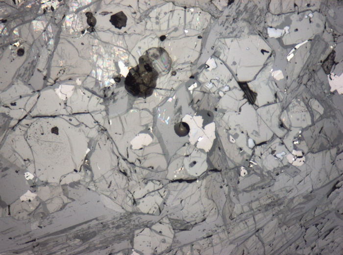 Thin Section Photograph of Apollo 15 Sample 15672,13 in Reflected Light at 5x Magnification and 1.4 mm Field of View (View #2)