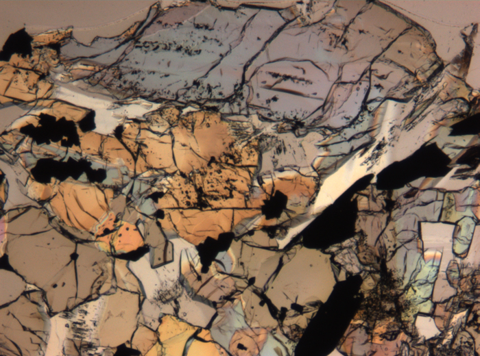 Thin Section Photograph of Apollo 15 Sample 15672,13 in Plane-Polarized Light at 5x Magnification and 1.4 mm Field of View (View #3)