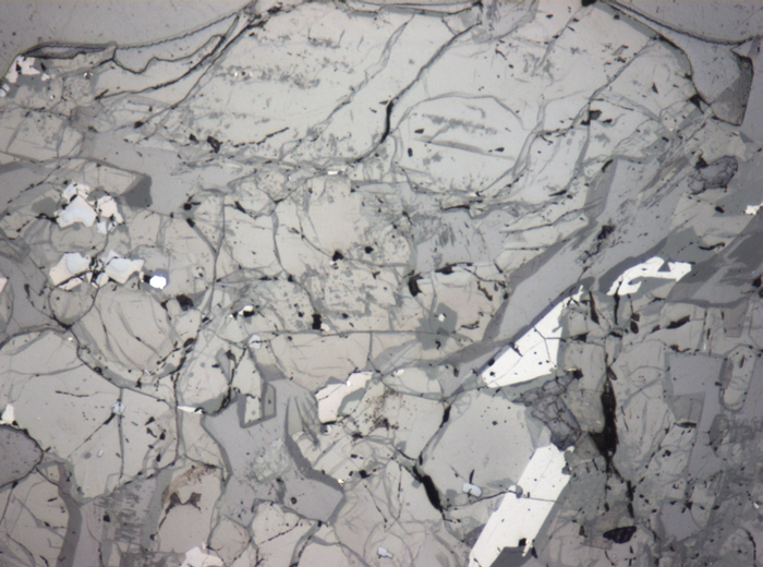 Thin Section Photograph of Apollo 15 Sample 15672,13 in Reflected Light at 5x Magnification and 1.4 mm Field of View (View #3)