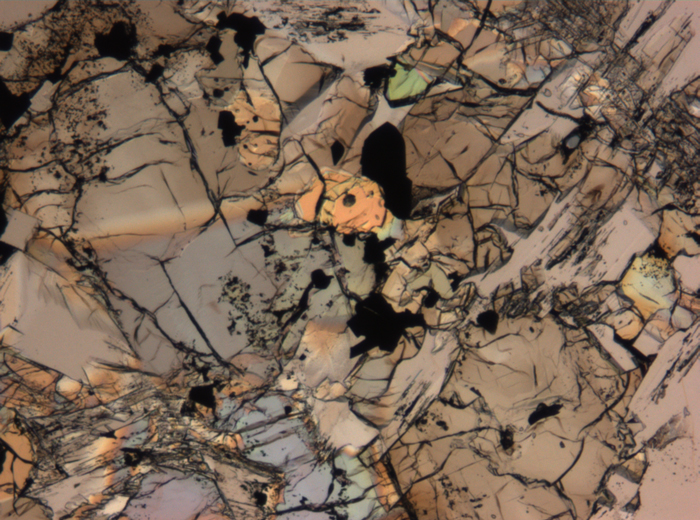 Thin Section Photograph of Apollo 15 Sample 15672,13 in Plane-Polarized Light at 5x Magnification and 1.4 mm Field of View (View #5)