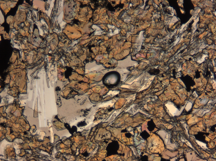 Thin Section Photograph of Apollo 15 Sample 15676,14 in Plane-Polarized Light at 5x Magnification and 1.4 mm Field of View (View #2)