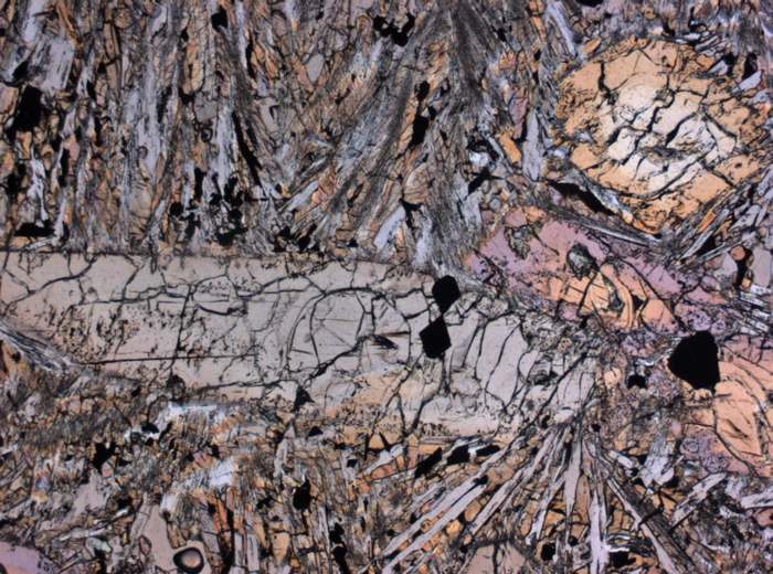 Thin Section Photograph of Apollo 15 Sample 15682,6 in Plane-Polarized Light at 2.5x Magnification and 2.85 mm Field of View (View #2)
