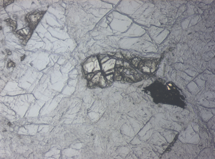 Thin Section Photograph of Apollo 16 Sample 60025,134 in Reflected Light at 10x Magnification and 0.7 mm Field of View (View #4)