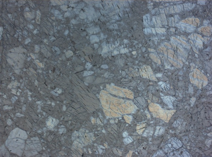 Thin Section Photograph of Apollo 16 Sample 60025,269 in Plane-Polarized Light at 10x Magnification and 0.7 mm Field of View (View #3)