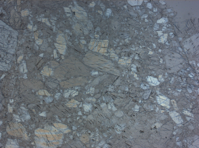 Thin Section Photograph of Apollo 16 Sample 60025,269 in Plane-Polarized Light at 10x Magnification and 0.7 mm Field of View (View #33)