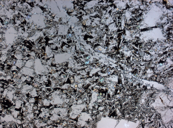 Thin Section Photograph of Apollo 16 Sample 61016,220 in Plane-Polarized Light at 2.5x Magnification and 2.85 mm Field of View (View #1)